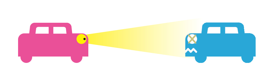ヘッドライトの眩しいイメージイラスト